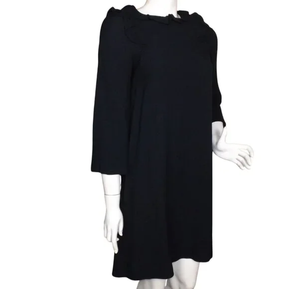 A.P.C. Dress, 36/XS, Ruffle Neck/Shoulder, Dark/Navy Blue, POCKETS, Short, Shift - Picture 4 of 14